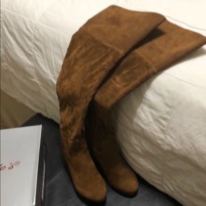 Over the knee faux suede boots